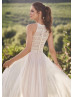 Jewel Neck Ivory Lace Tulle Illusion Bodice Wedding Dress